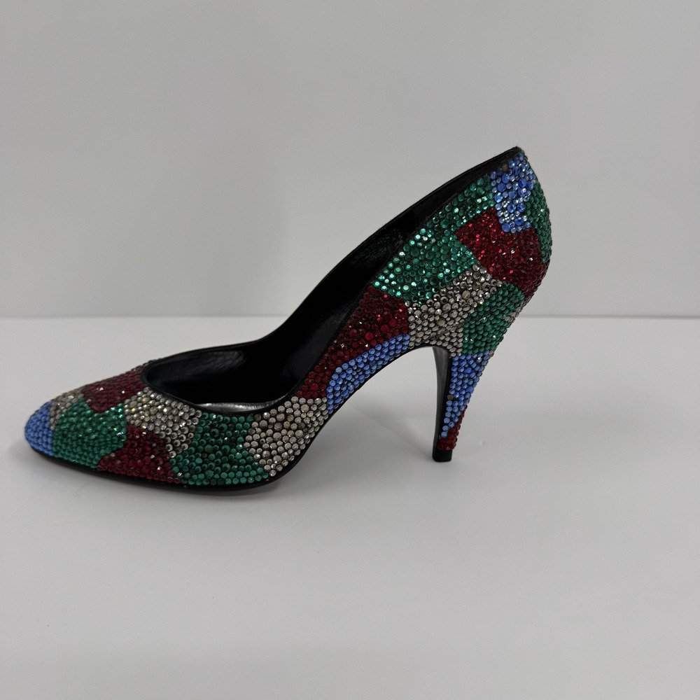 Stuart Weitzman Martinique Women's 7.5 Rhinestone Pump Multi Color Heels Leather - Picture 9 of 16